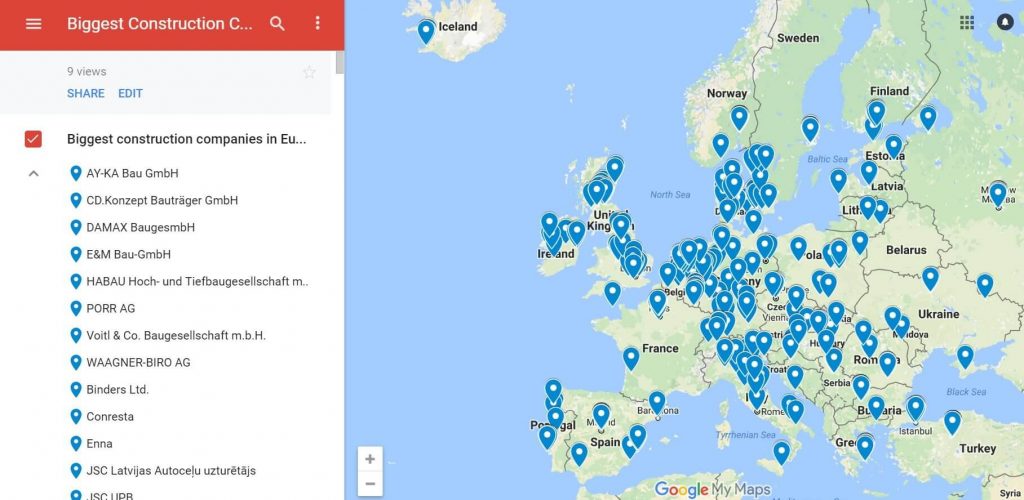 Biggest Construction Companies in Europe interactive map