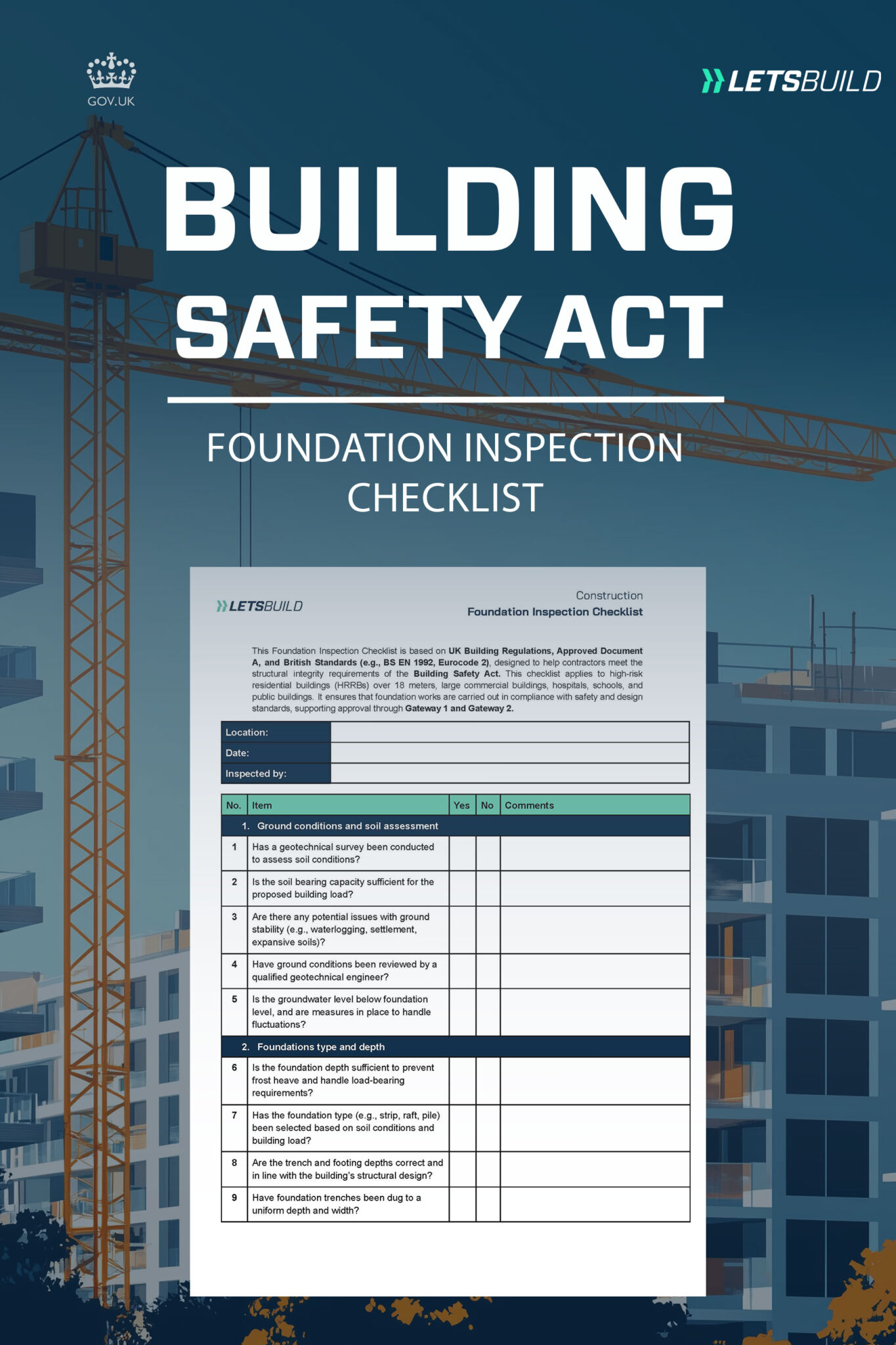 Building Safety Act Foundation inspection checklist Letsbuild